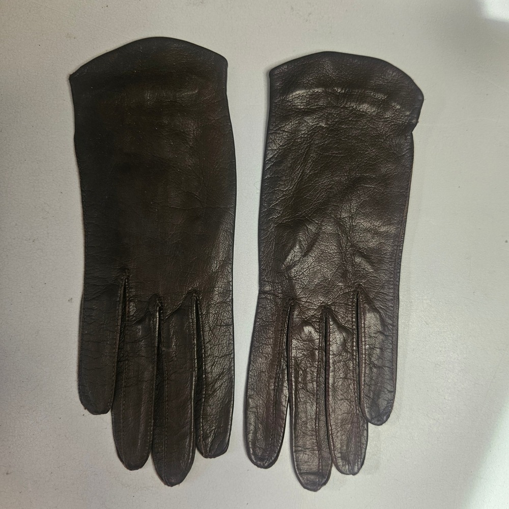 Vintage‎ Real Kid Leather Washable Gloves Brown Size 6 Made in Israel Classic
